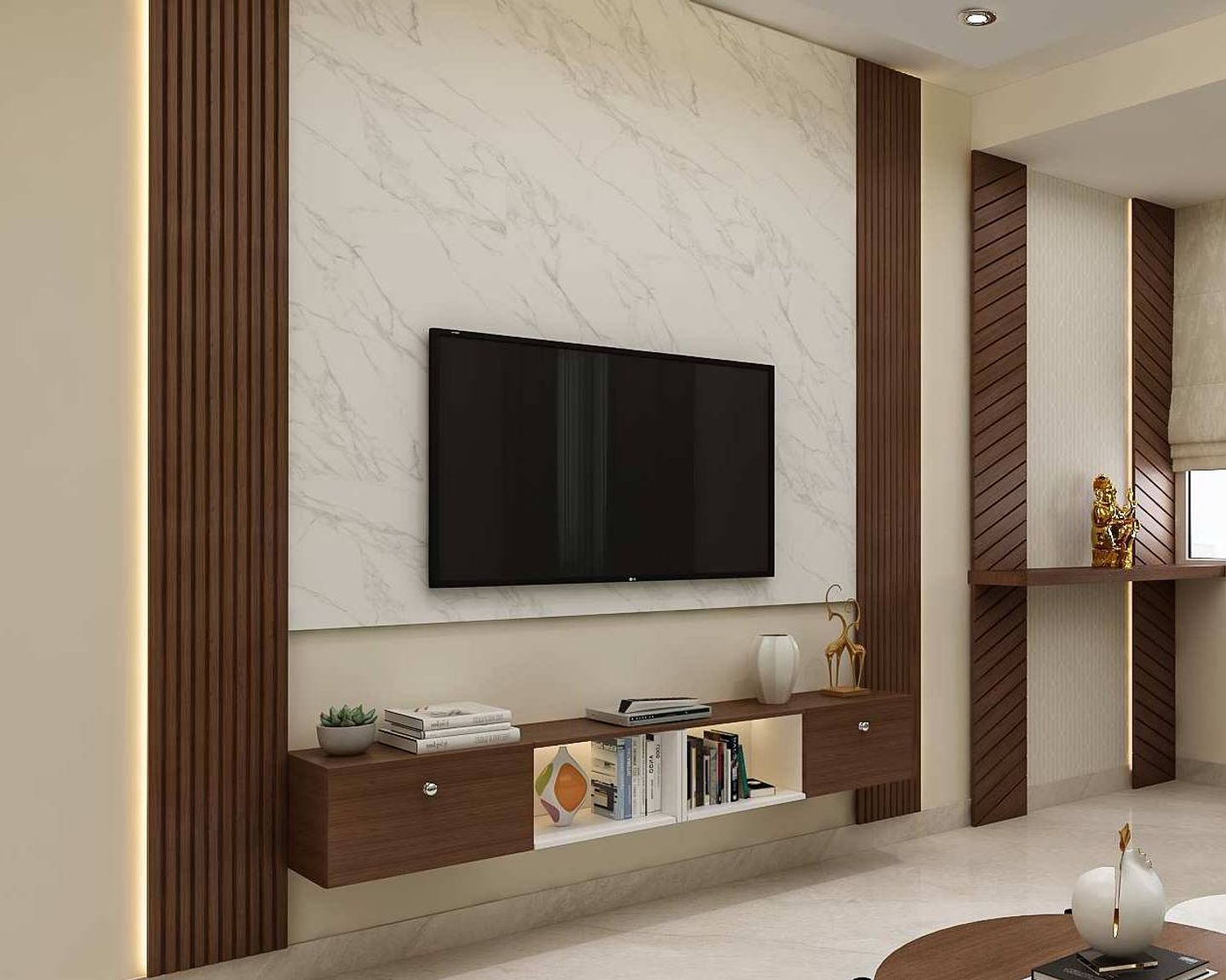 Contemporary Marble TV Unit