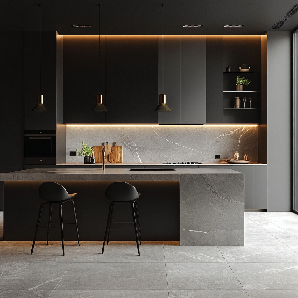 Midnight Magic: A Dark and Dramatic Modern Kitchen | Material Depot