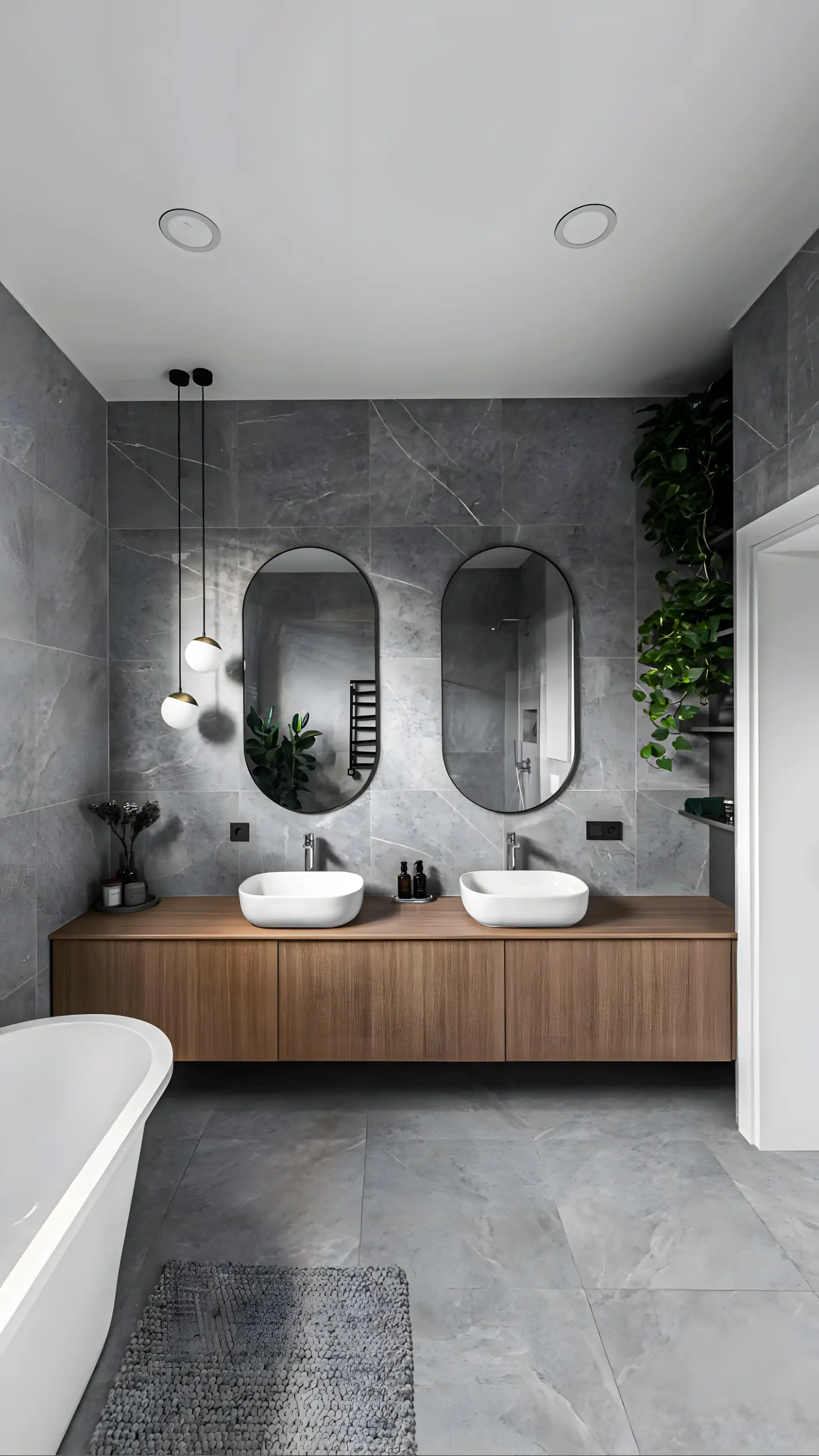 Minimalist Bathroom With Wooden Vanity | Material Depot