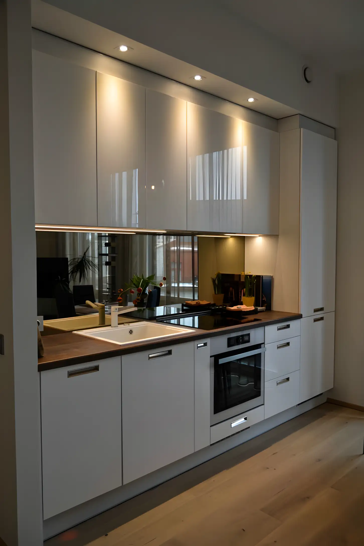 Minimalist Kitchen With High Gloss Cabinets | Material Depot