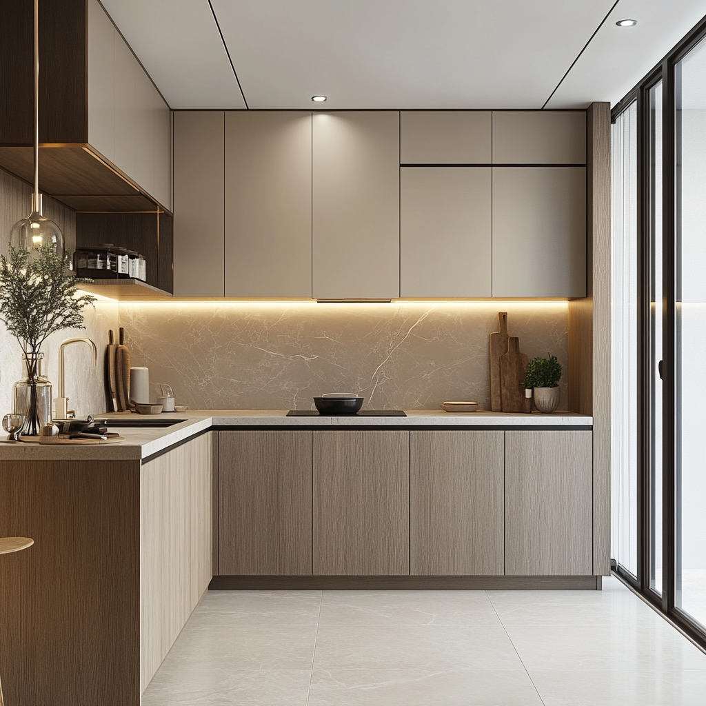 Minimalist Kitchen with Statement Marble and Neutral Tones | Material Depot