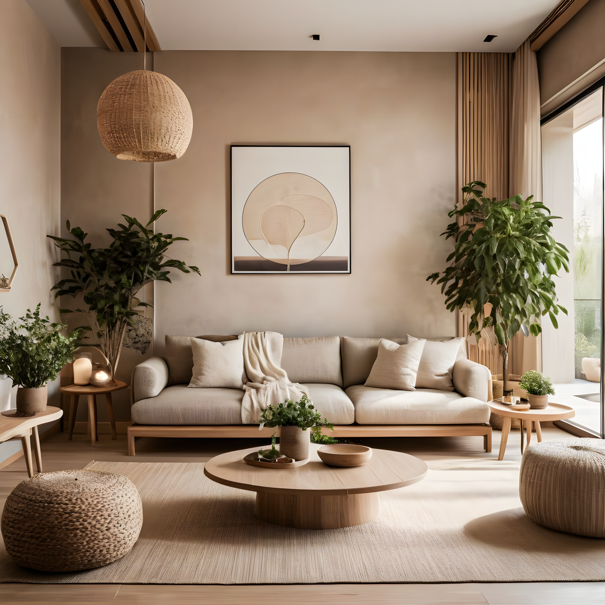 Minimalist Living Room with Earthy Tones and Natural Materials | Material Depot