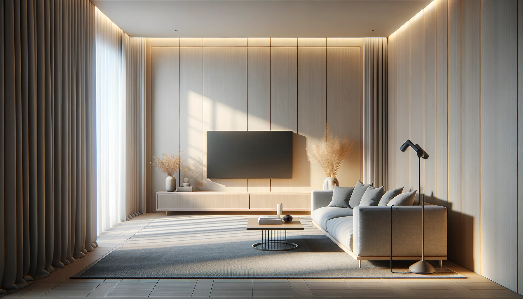 Minimalist Living Space with Subtle Elegance and Warm Lighting | Material Depot