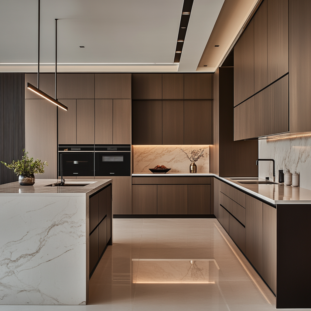 Minimalist Modern Kitchen with Ambient Lighting | Material Depot