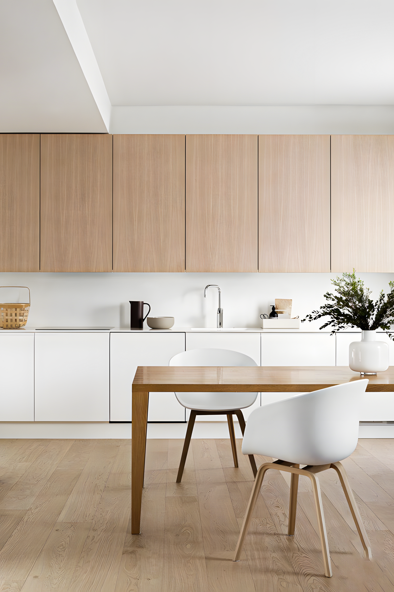 Minimalist Scandinavian Kitchen with Warm Wood and White Accents | Material Depot