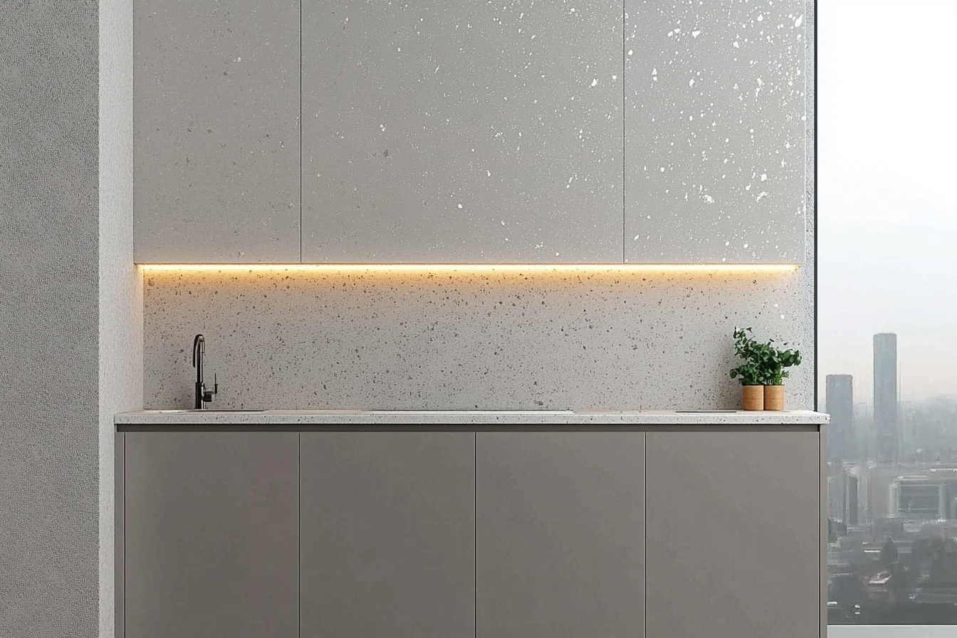 Minimalist Urban Kitchen with Sleek Ambient Lighting | Material Depot