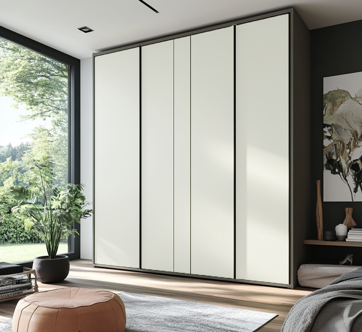 Minimalist White Matte Wardrobe for a Contemporary Spacious Bedroom | Material Depot