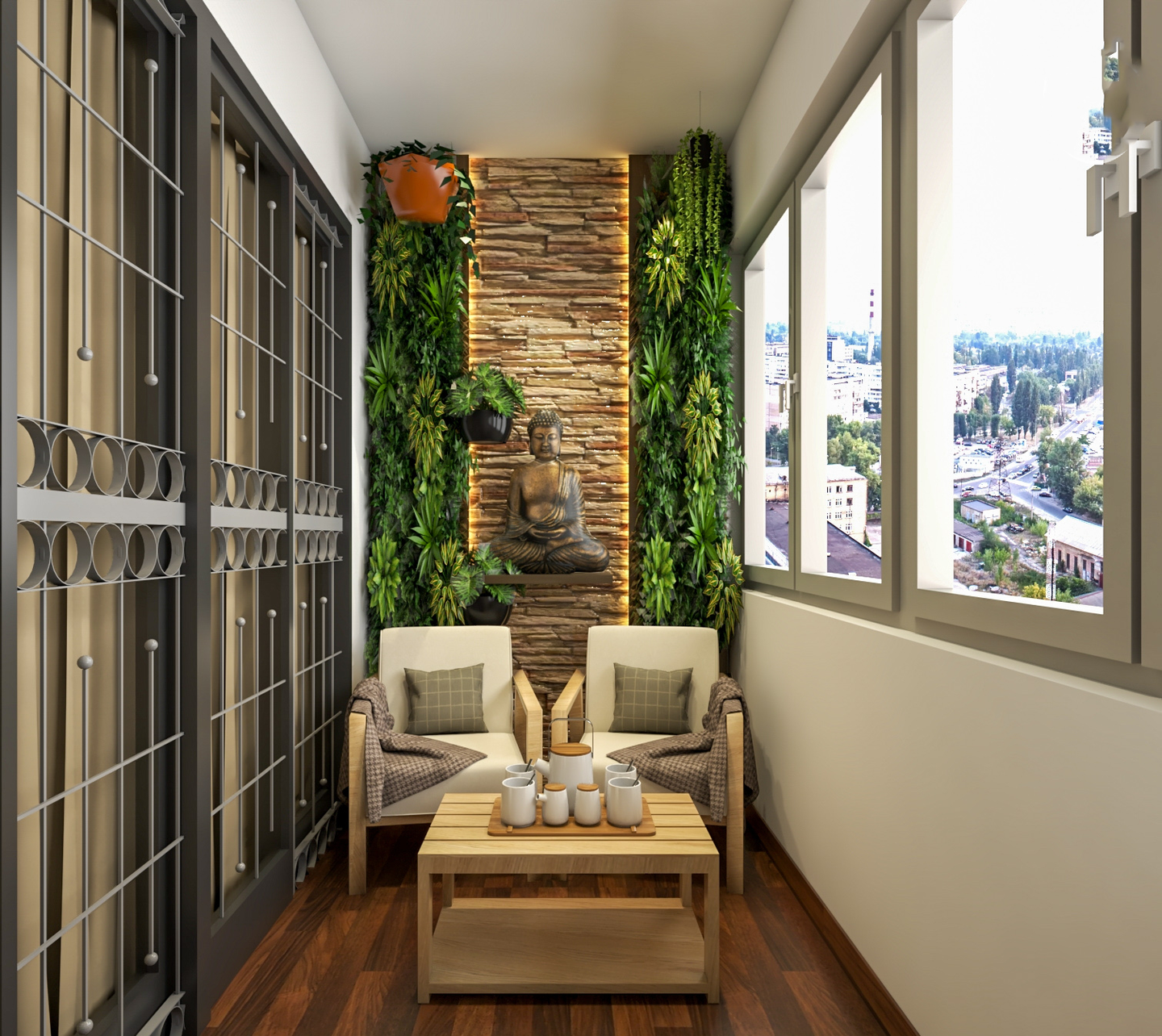 Simple and serene balcony design.