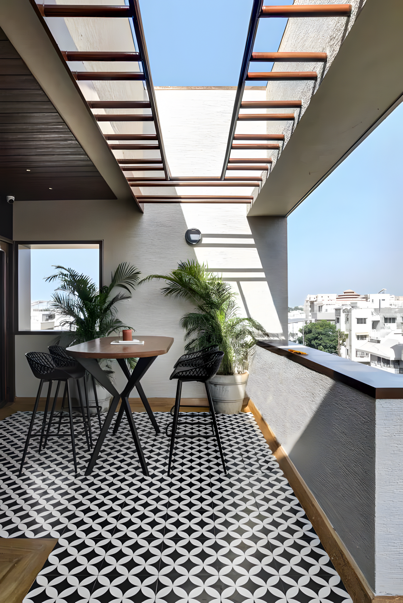 Modern Balcony with City Views and Stylish Decor | Material Depot