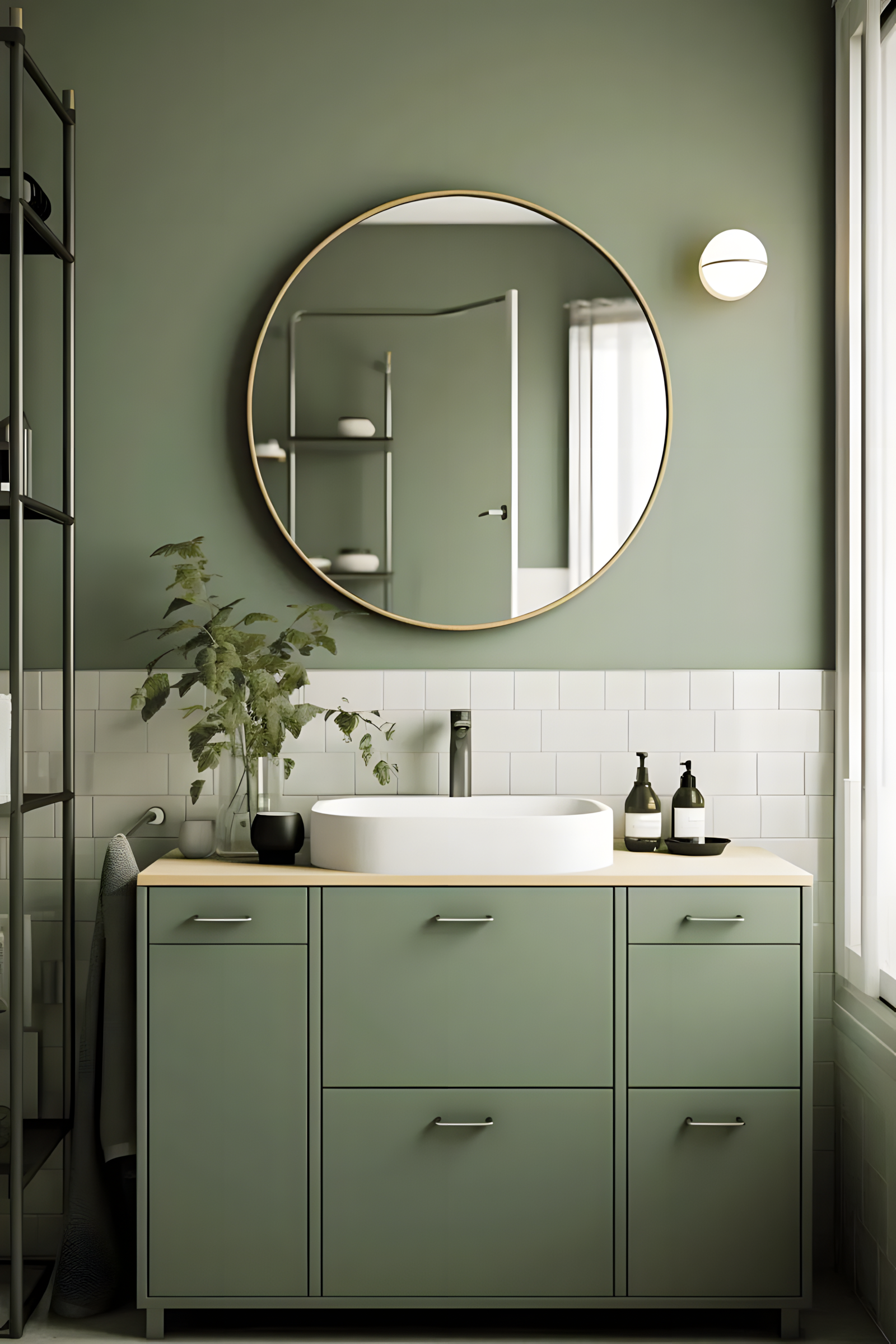 Modern Bathroom Vanity with Sage Green Cabinetry | Material Depot