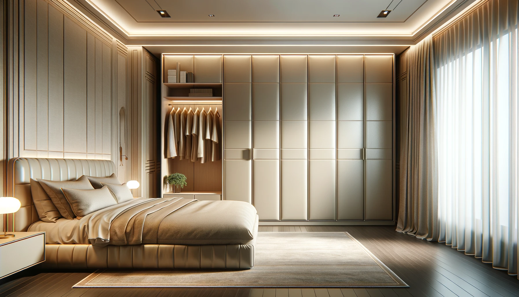 Modern Bedroom Elegance with Luxurious Textures and Ambient Illumination | Material Depot