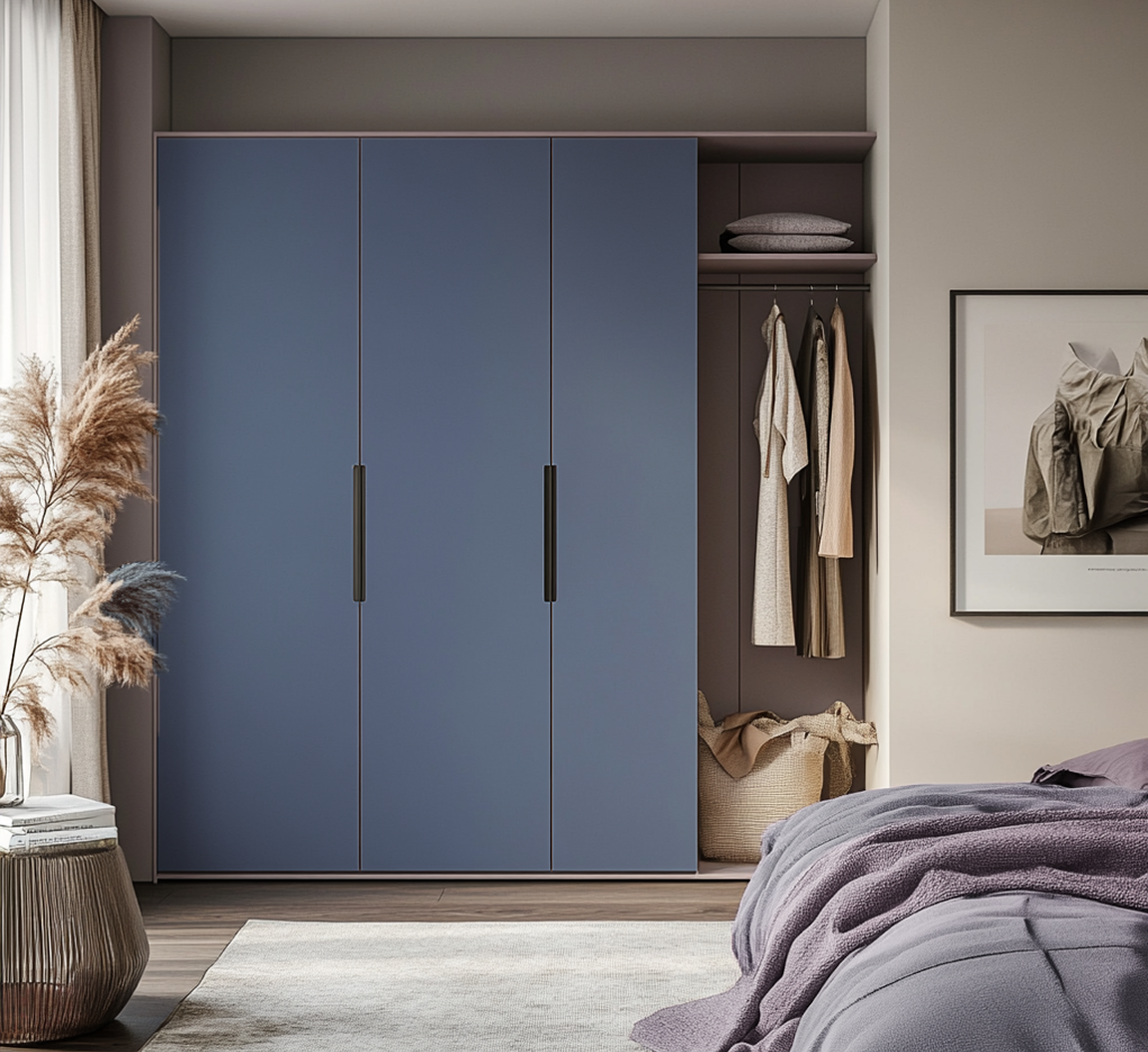 Modern Blue Matte Wardrobe for a Cozy Minimalist Bedroom | Material Depot