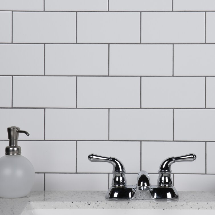 Modern Contrast White Tiles with Black Grout in Contemporary Kitchen | Material Depot