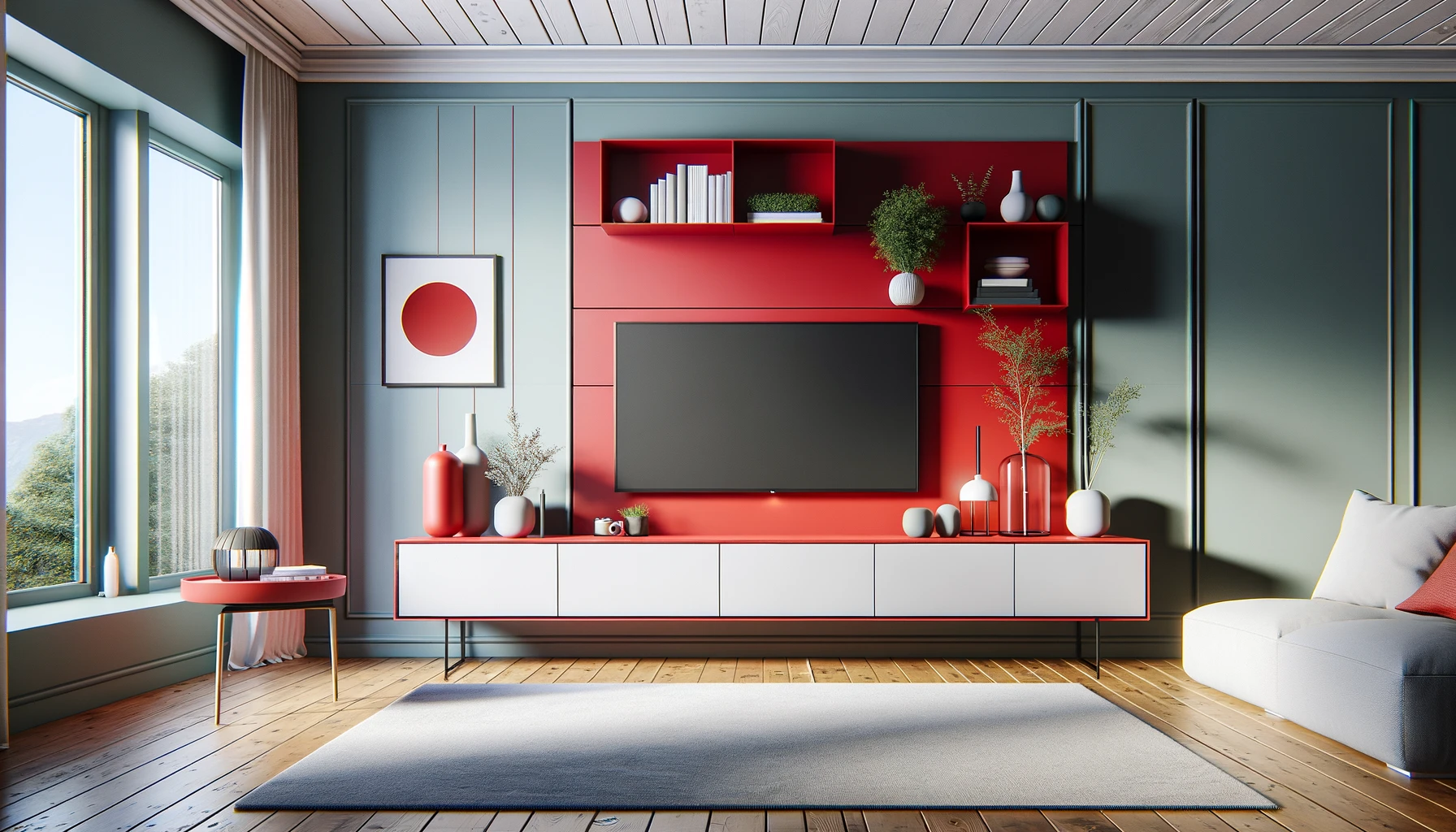 Modern Fusion of Bold Reds and Tranquil Blues in Decor | Material Depot