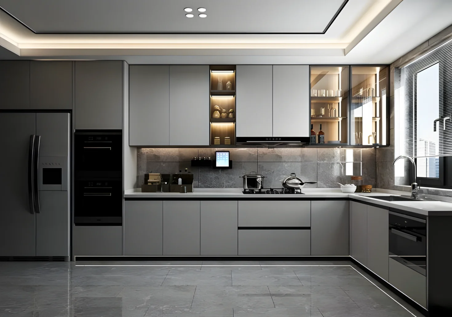 Modern Grey Laminate Kitchen | Material Depot