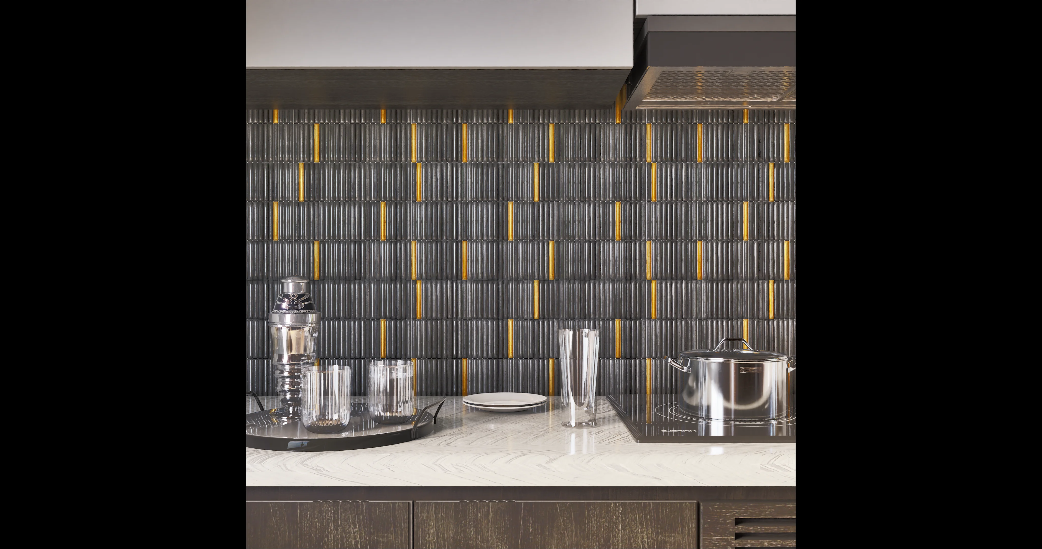 Modern Kitchen Backsplash with Textured Tiles | Material Depot