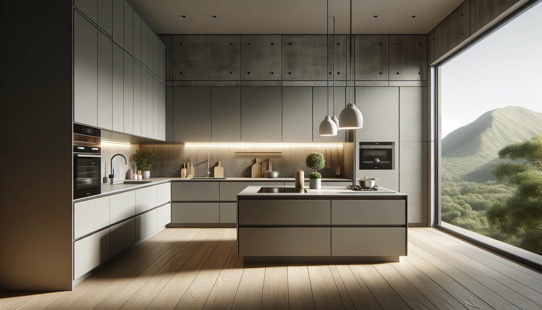 Modern Kitchen with Concrete Textures and Island | Material Depot