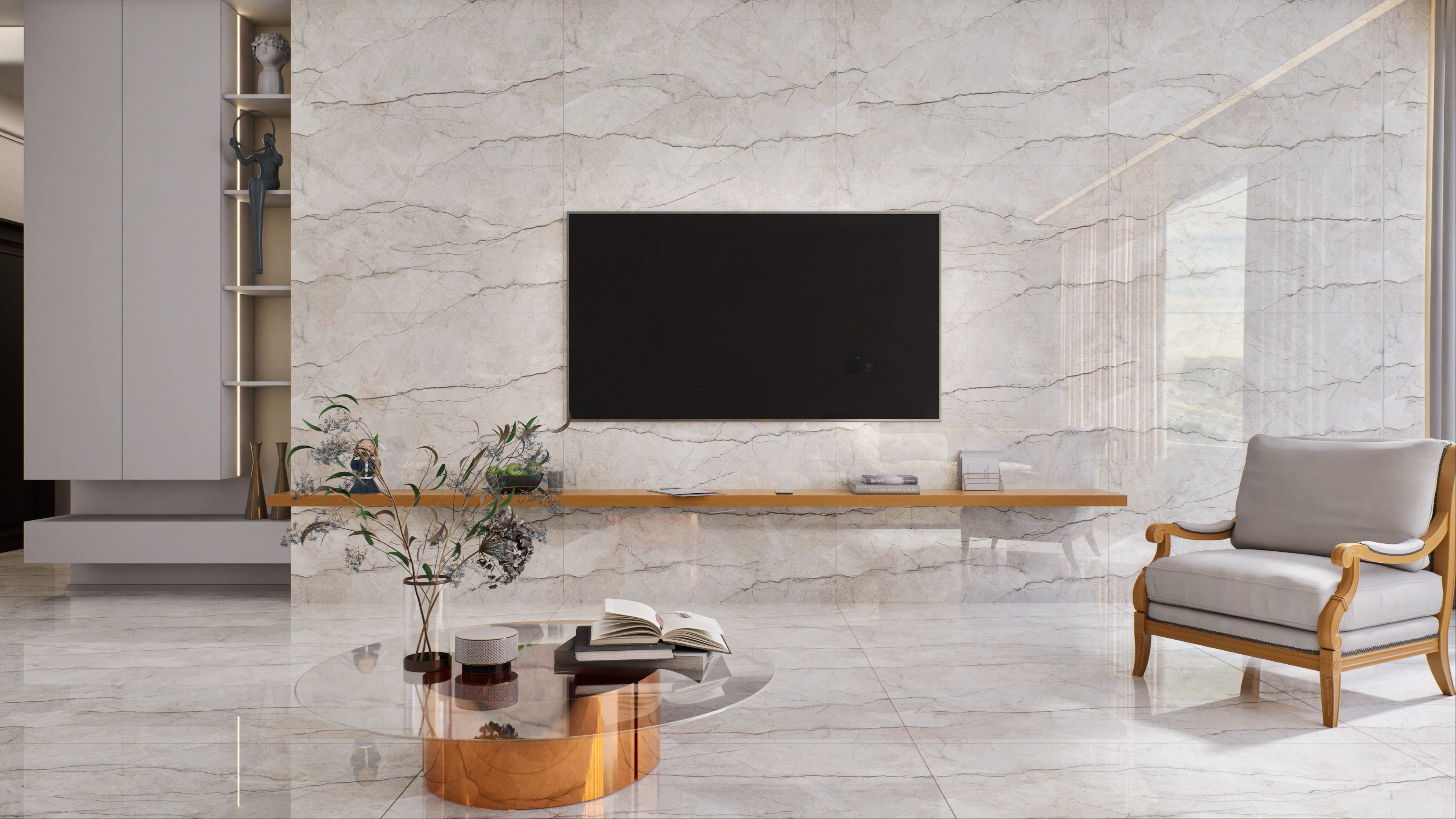 Modern Living Room with Elegant Marble Accents | Material Depot