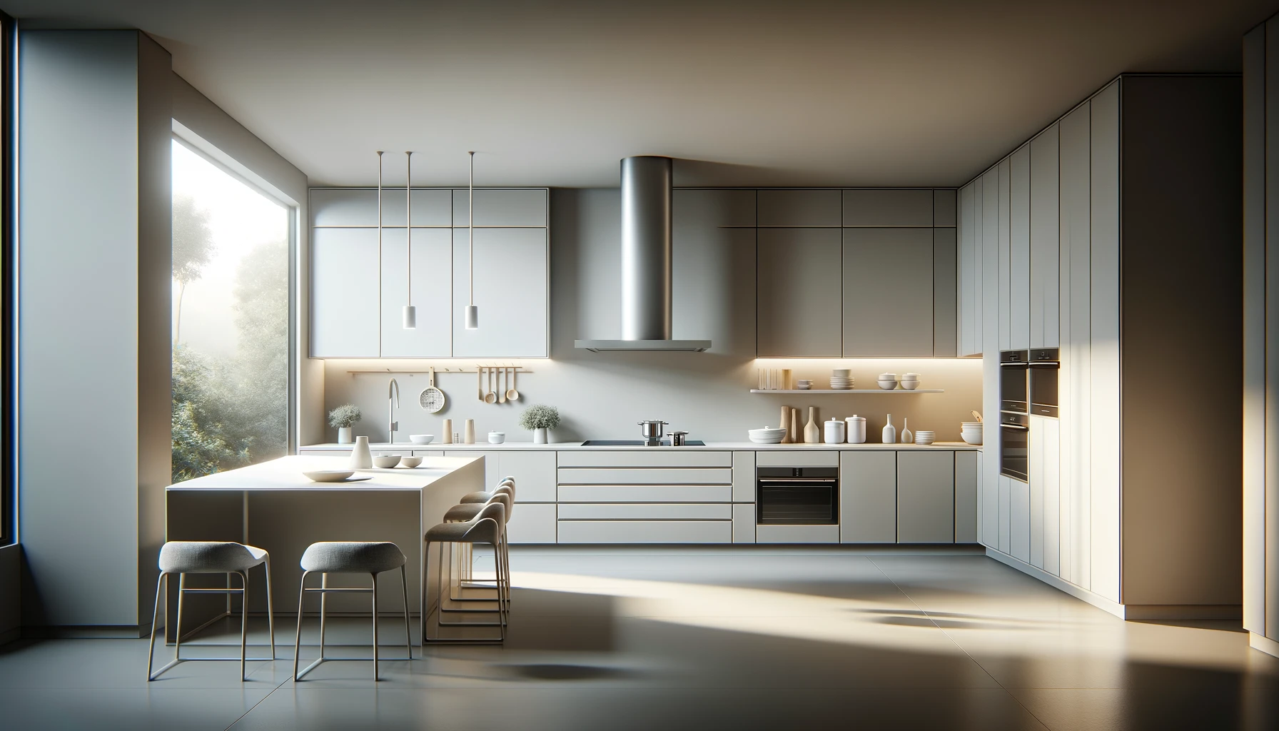 Modern Minimalist Kitchen with Neutral Palette and Streamlined Design | Material Depot