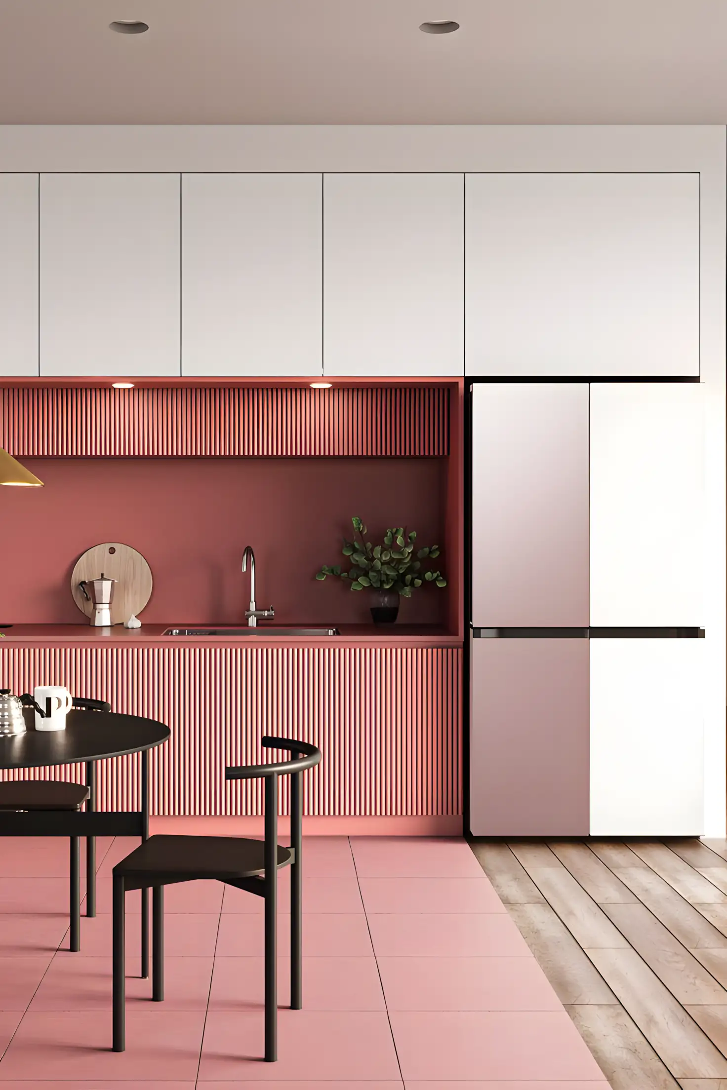 Modern Minimalist Kitchen with Pink Accents | Material Depot