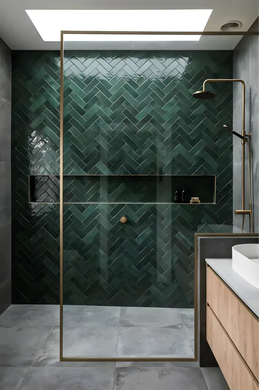 Modern Oasis: Chic Chevron in Emerald | Material Depot