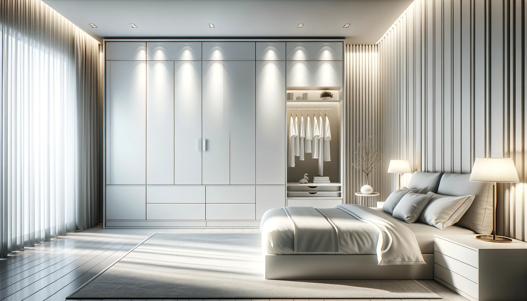 Modern Simple white Bedroom with Integrated Lighting | Material Depot