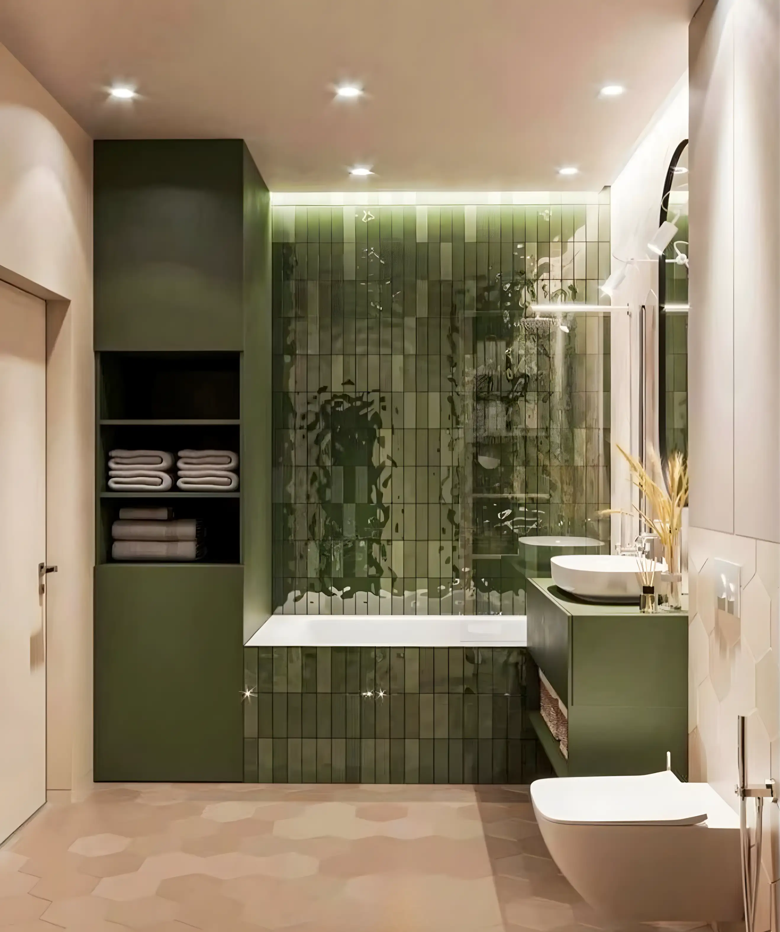 Modern Tranquility: Soft Green Bathroom Oasis | Material Depot