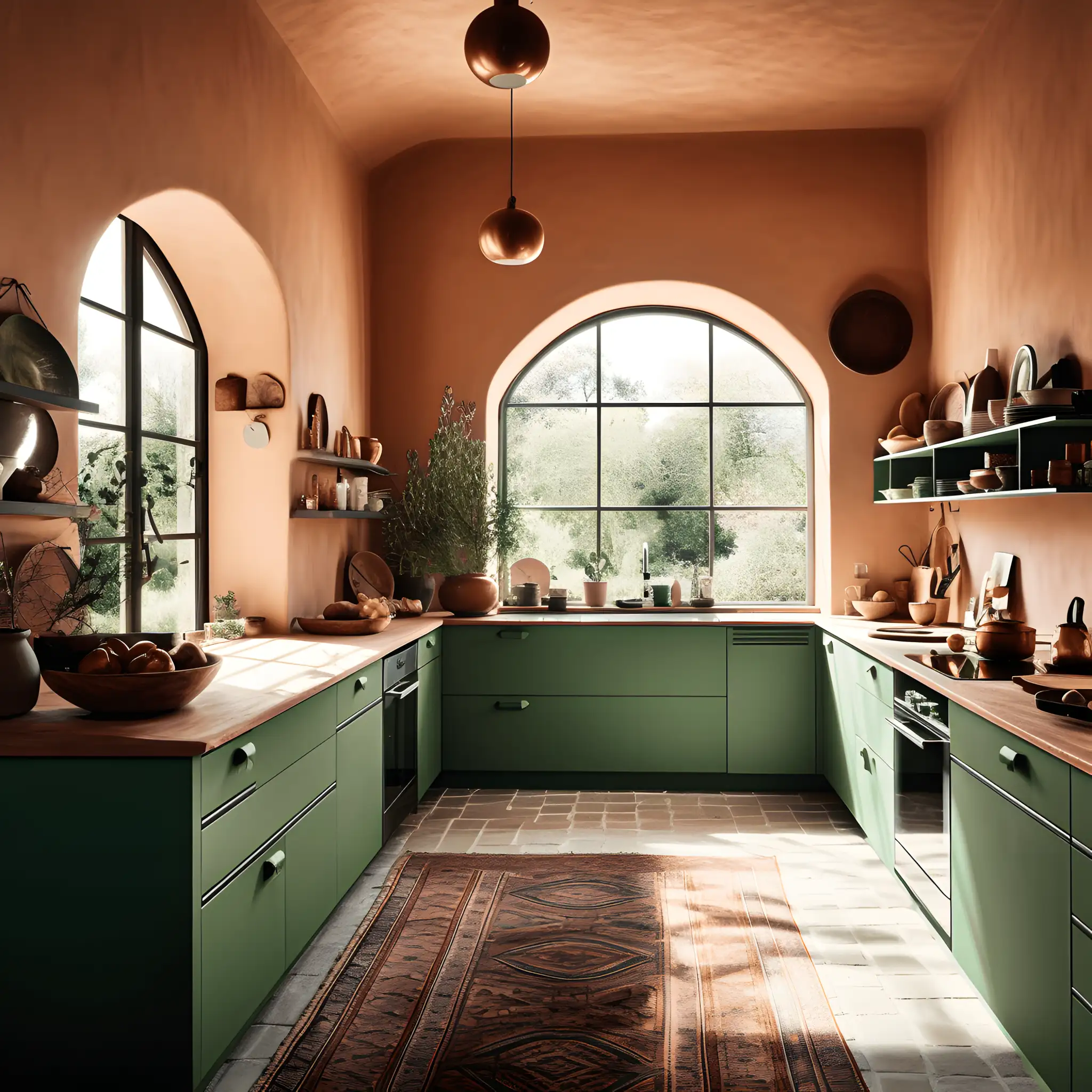 Modular Kitchen With Green Sleek Laminates | Material Depot