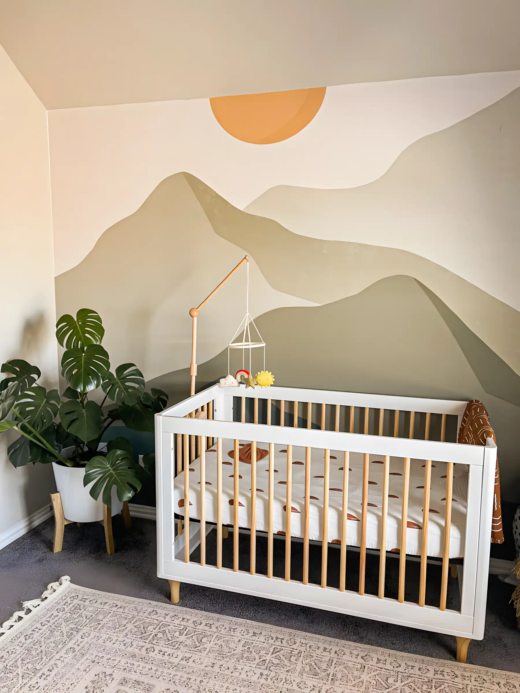 Nature-Inspired Nursery with Mountain Mural | Material Depot