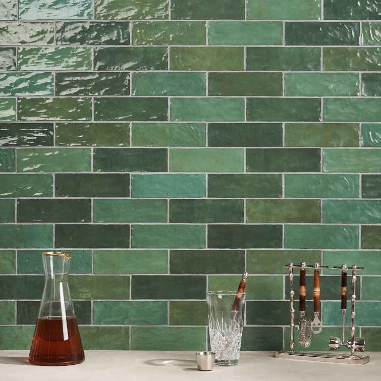 Nature's Retreat Green Horizon Tiles and Crisp White Elegance in Bathroom | Material Depot