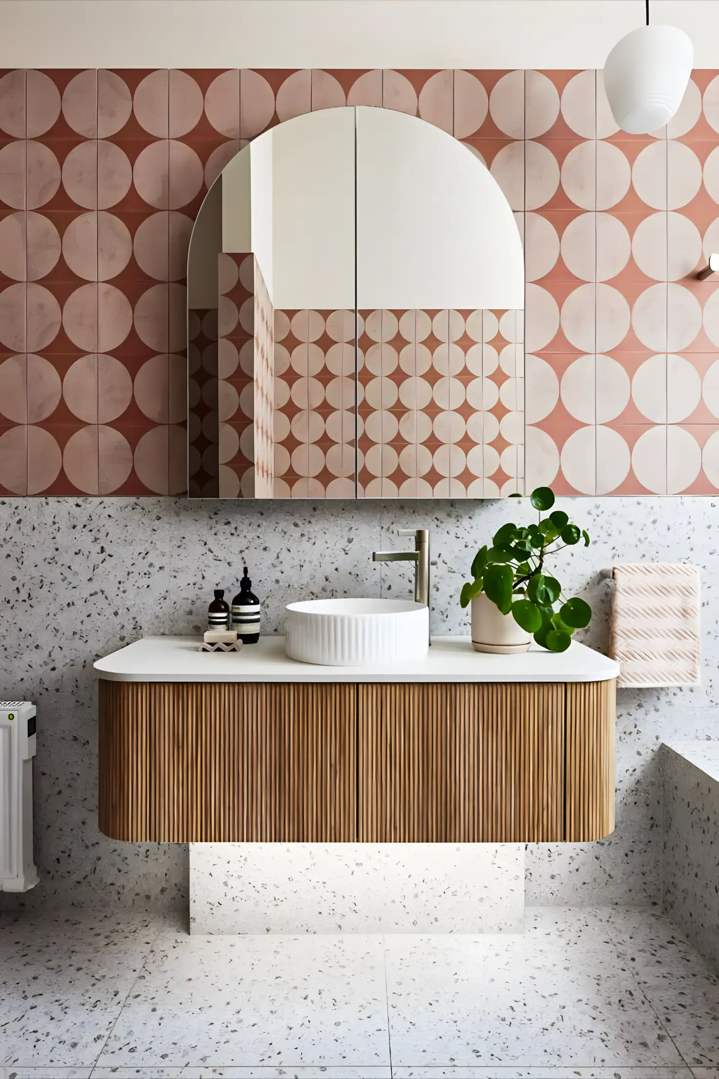 Patterned Wall Bathroom With Terrazzo Finish | Material Depot