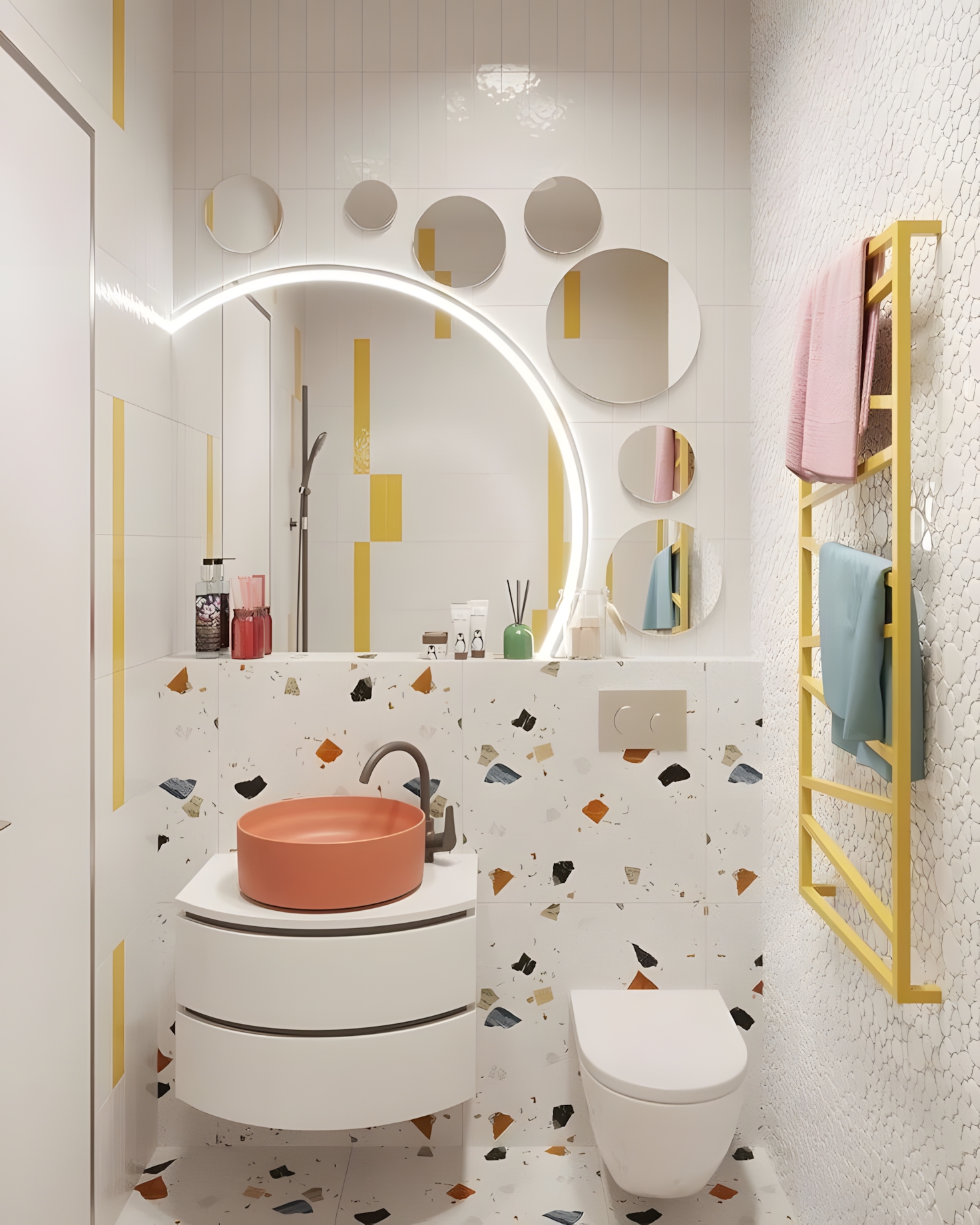 Playful Terrazzo and Colorful Accents Bathroom | Material Depot