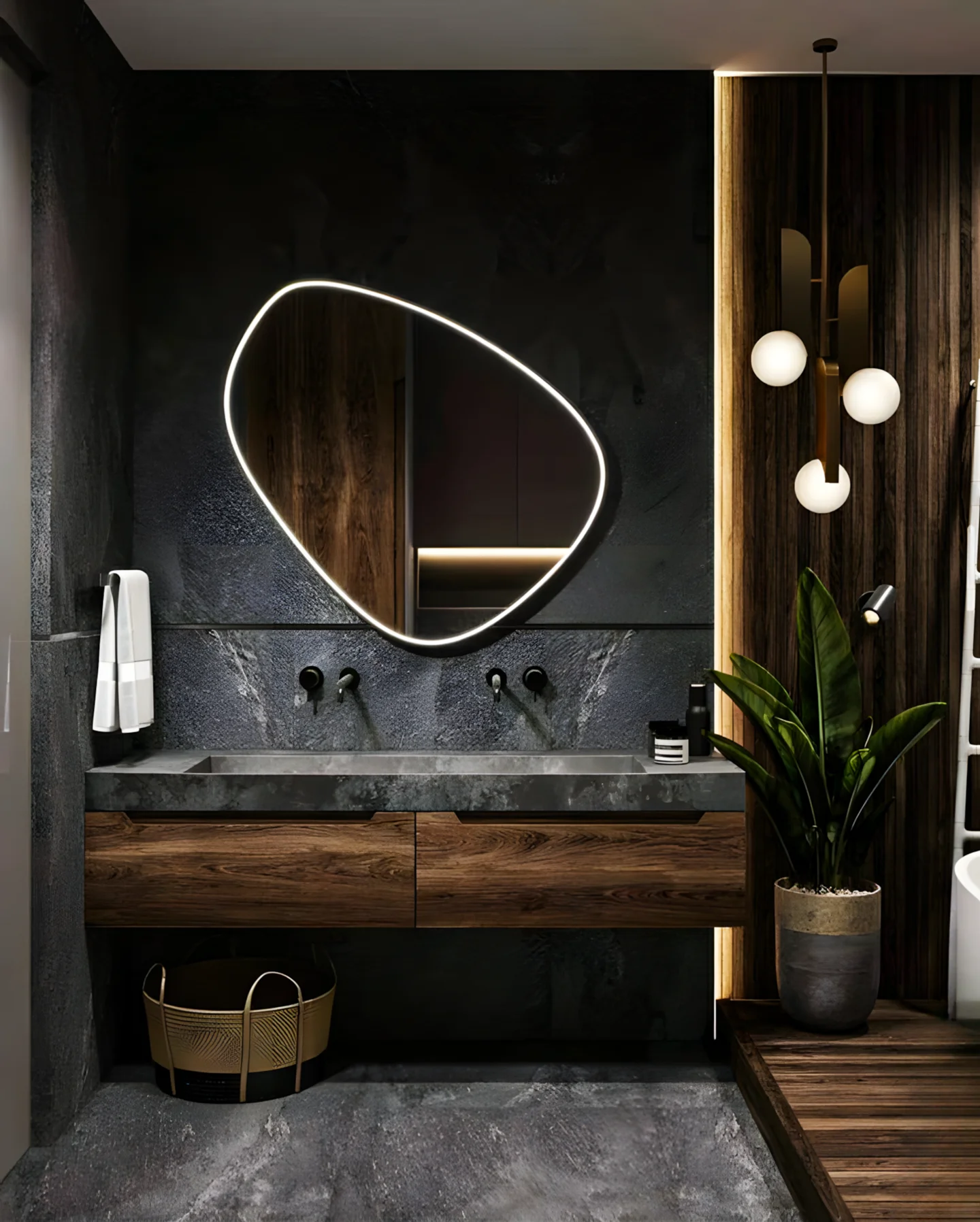 Refined Bathroom Designs With Dark Textured Walls | Material Depot