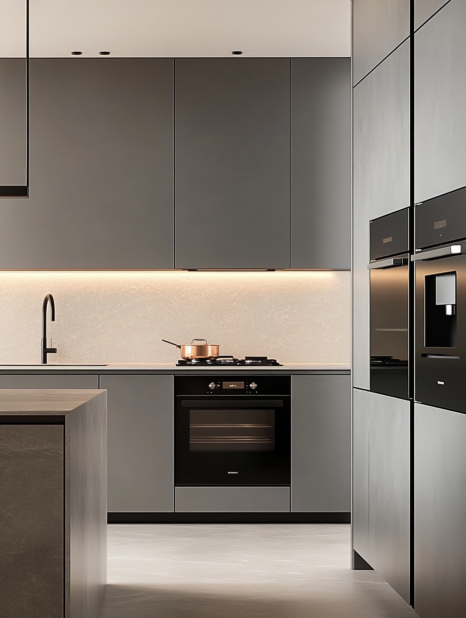 Refined Graphite Kitchen with Soft Glow Lighting | Material Depot