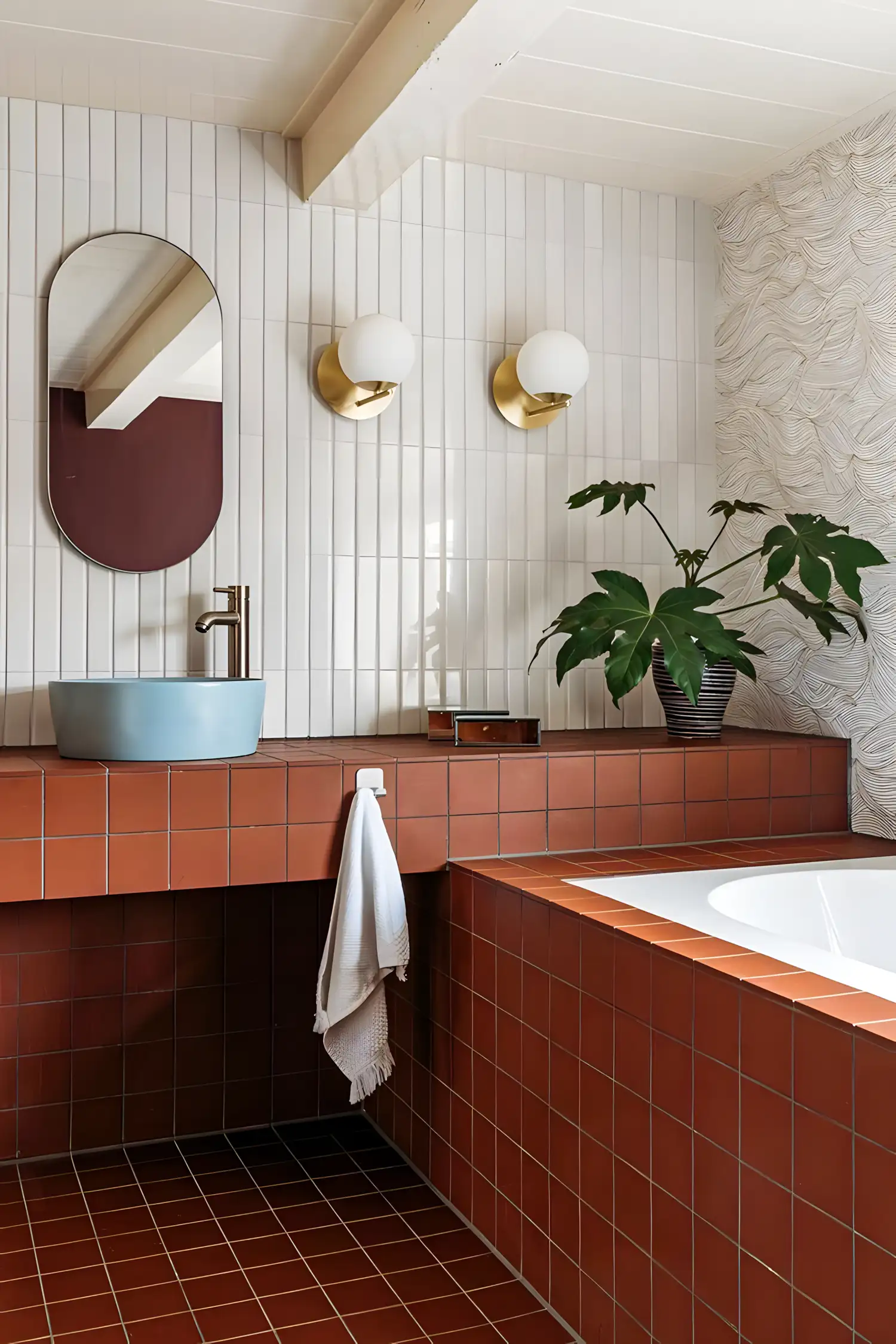 Retro-Inspired Terracotta Bathroom with Modern Touches | Material Depot