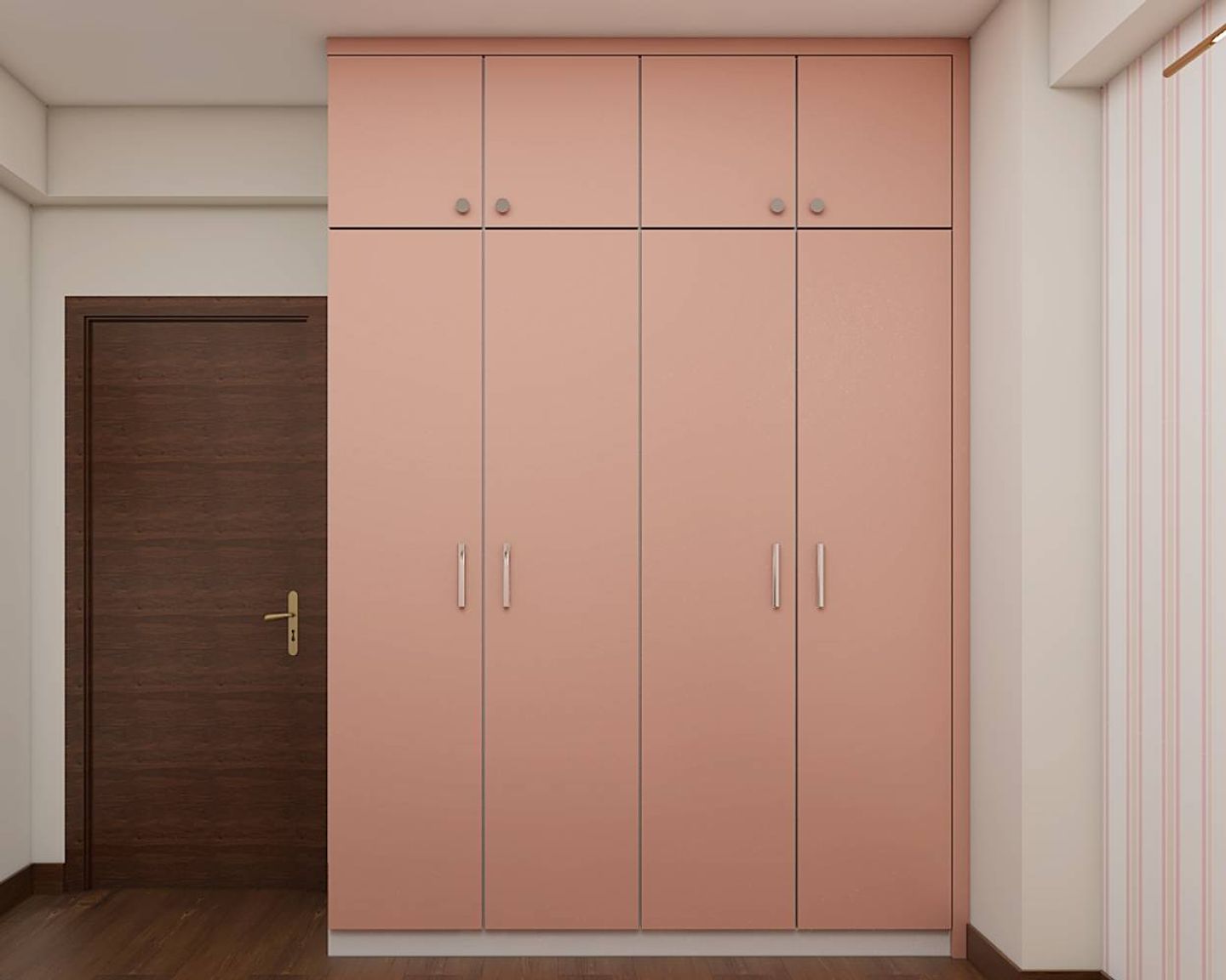 Elegant Rose Granium 4-Door Wardrobe with Suede Finish.