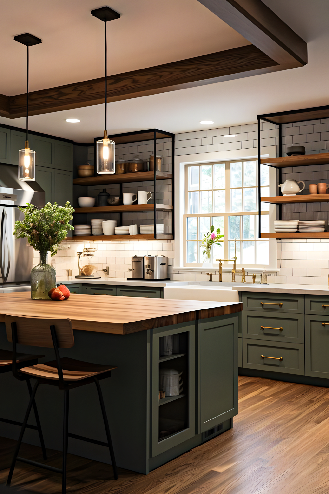 Rustic Farmhouse Kitchen with Modern Sage Green Laminate | Material Depot