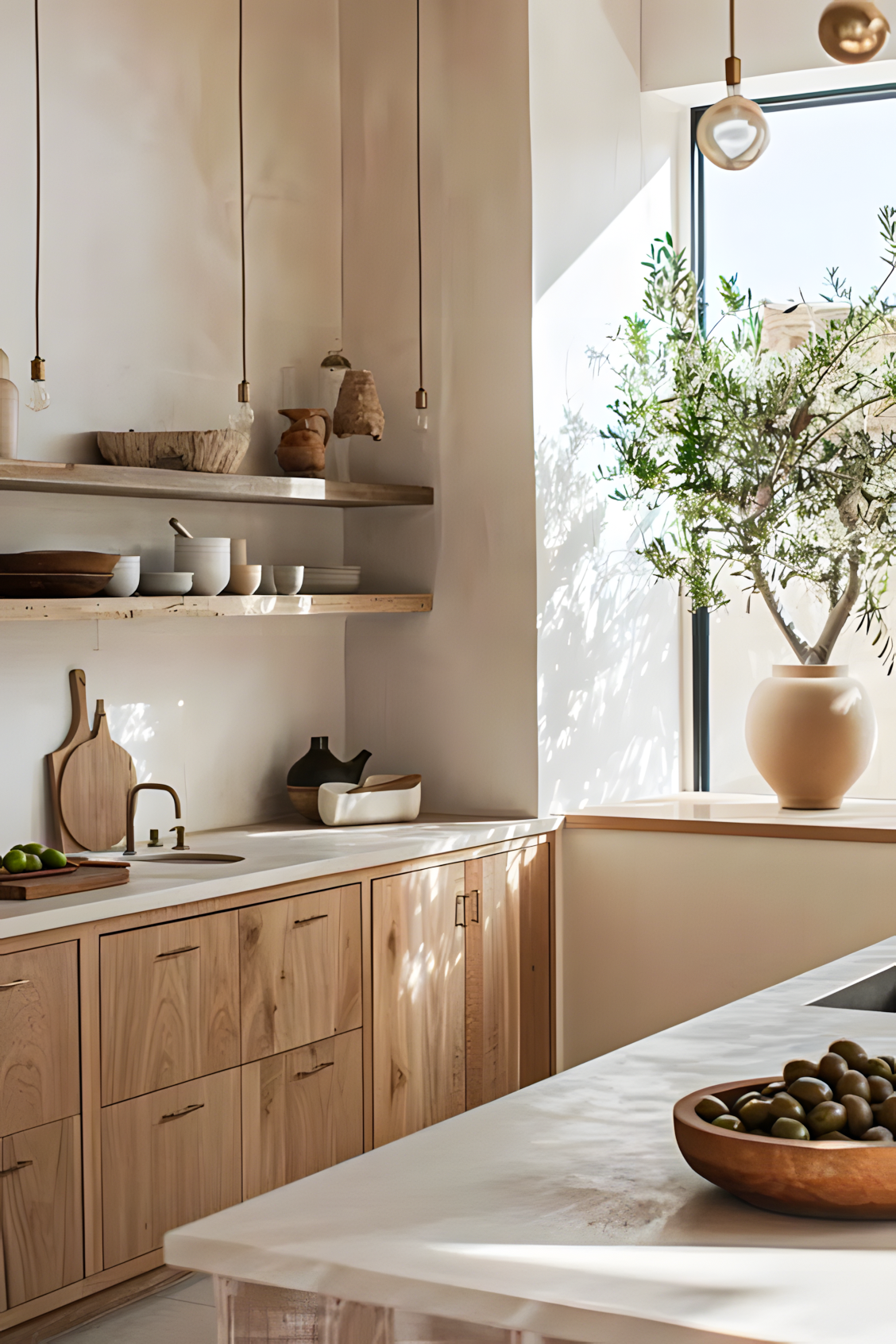 Rustic Kitchen with Greenery and Open Shelving | Material Depot