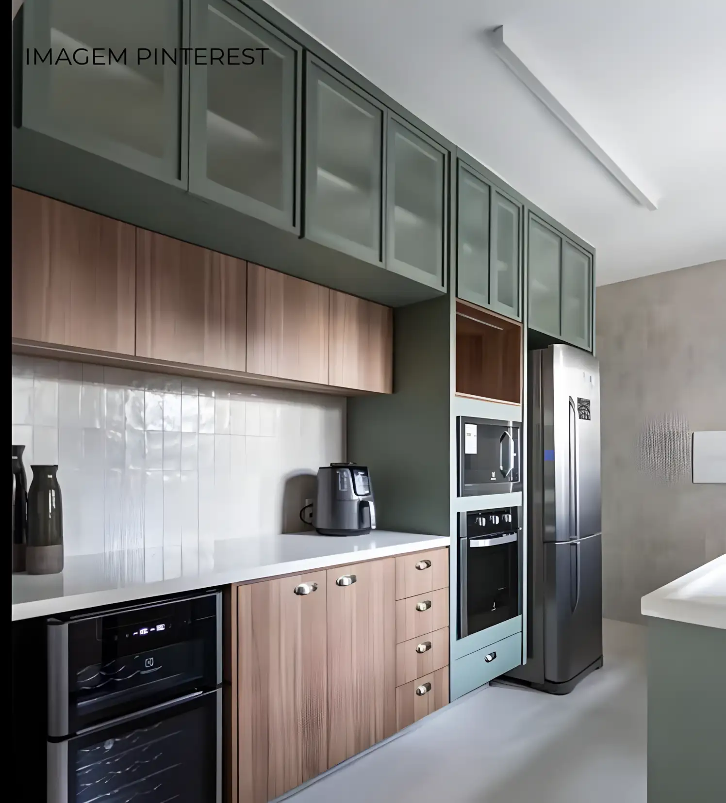 Sage Green and Wood Tone Modern Kitchen Design | Material Depot