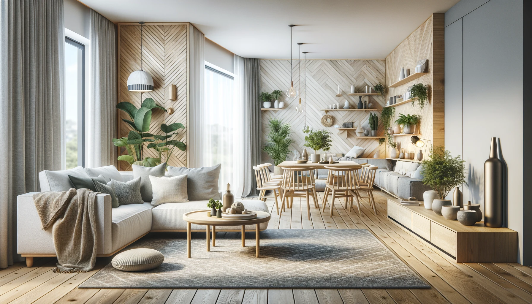 Scandinavian Haven in Luminous, Textured Living with Botanical Accents | Material Depot