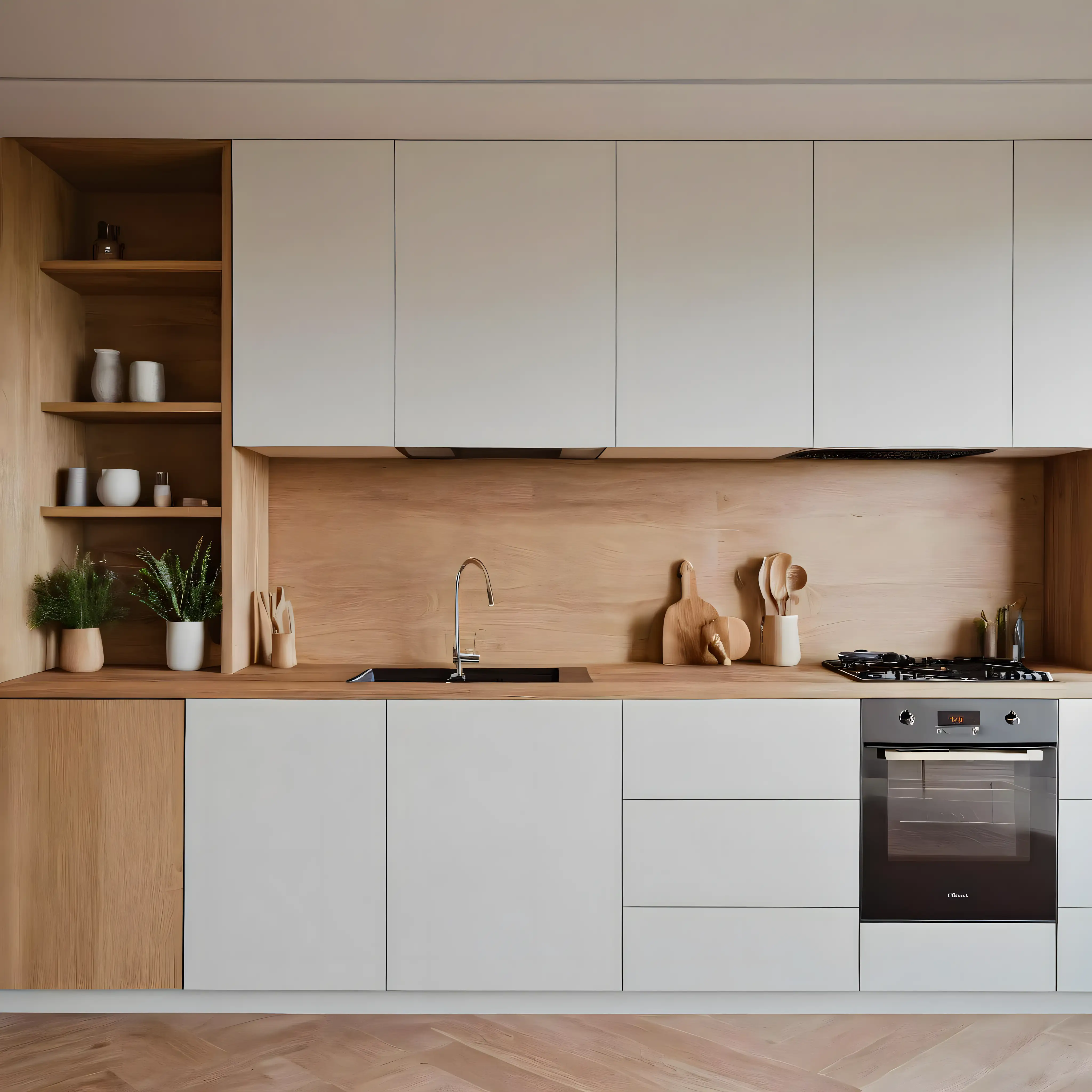 Scandinavian Minimalist Kitchen with Natural Wood Accents | Material Depot