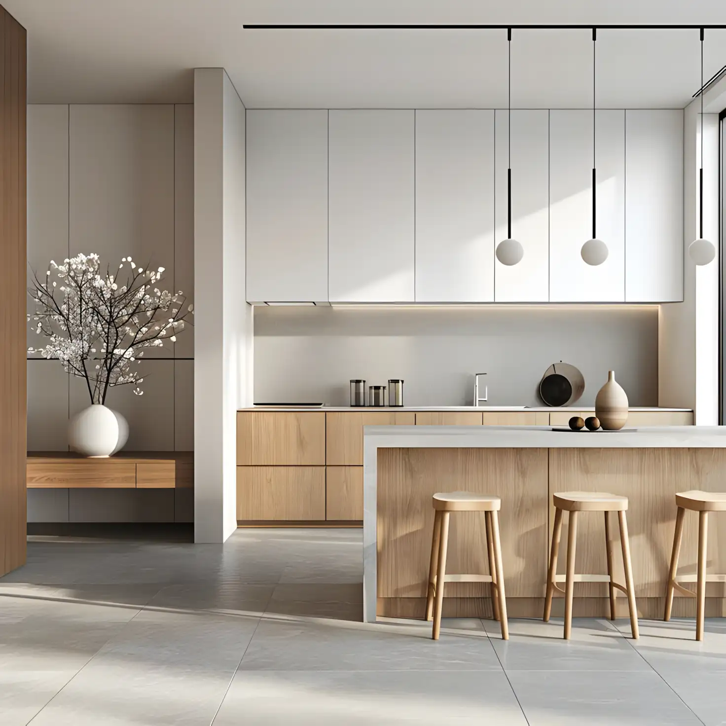 Scandinavian-Inspired Kitchen with Minimalist Wood and White Design | Material Depot