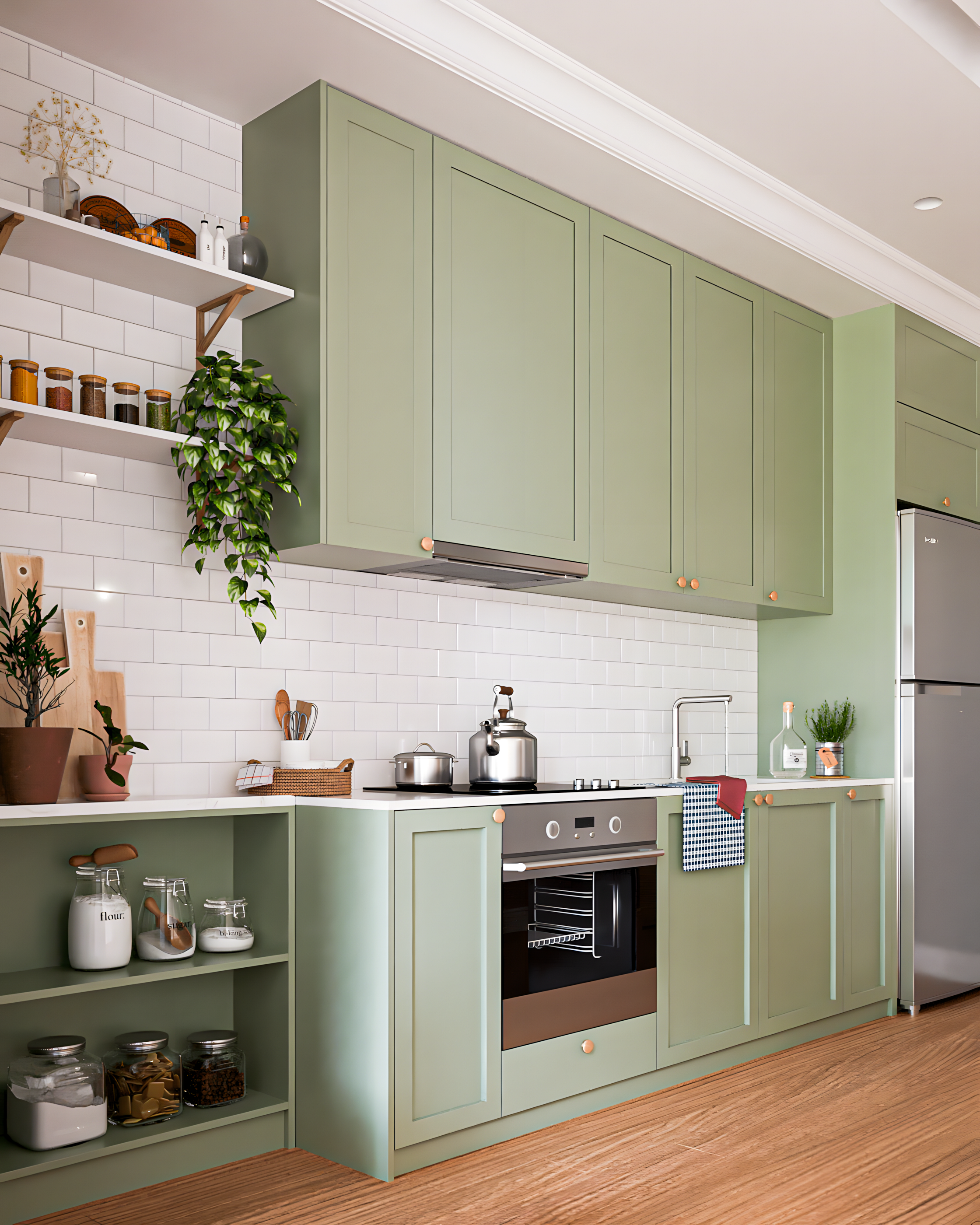 Serene Green Kitchen with Farmhouse Charm | Material Depot