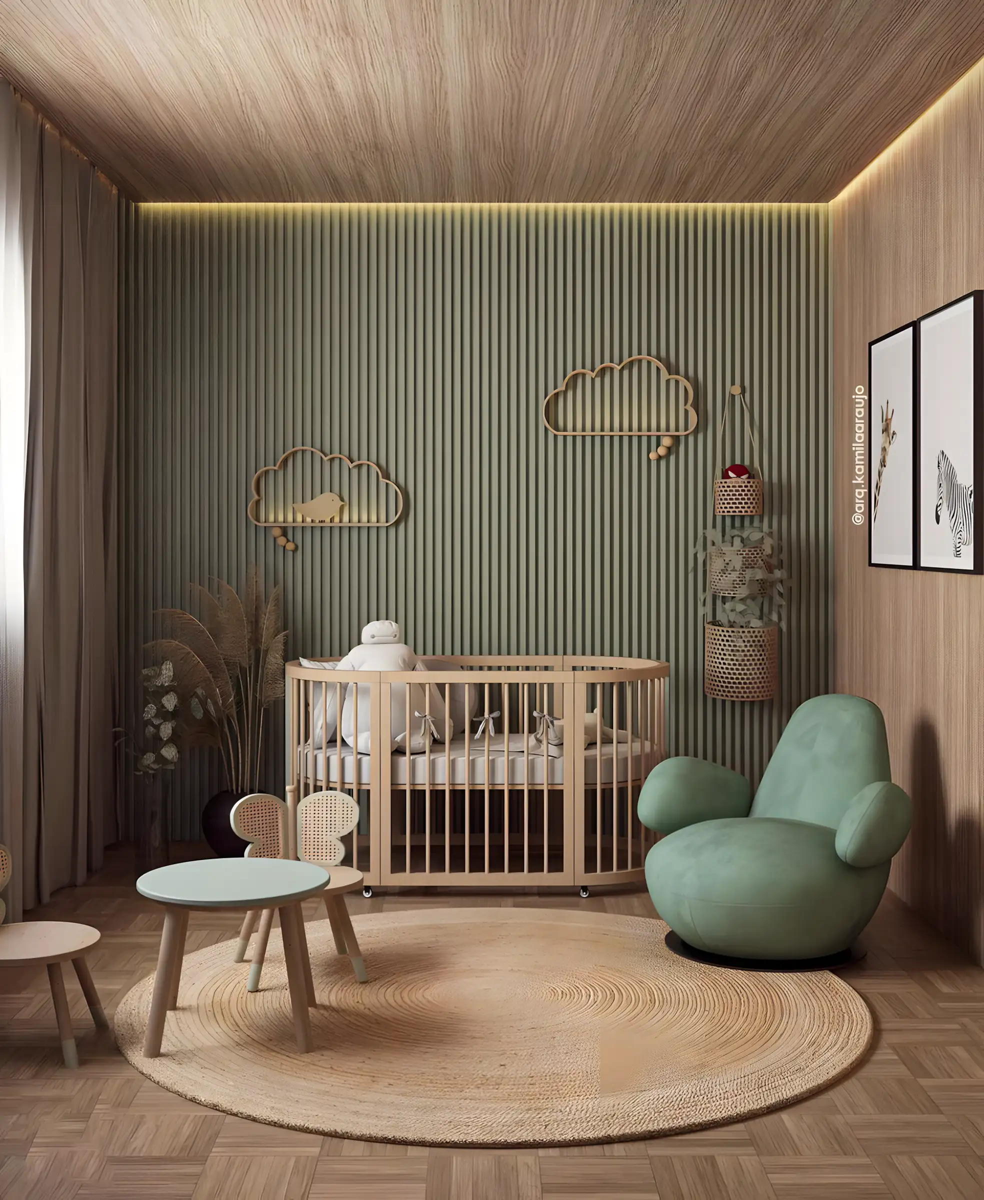 Serene Sage Green Nursery with Textured Elements | Material Depot