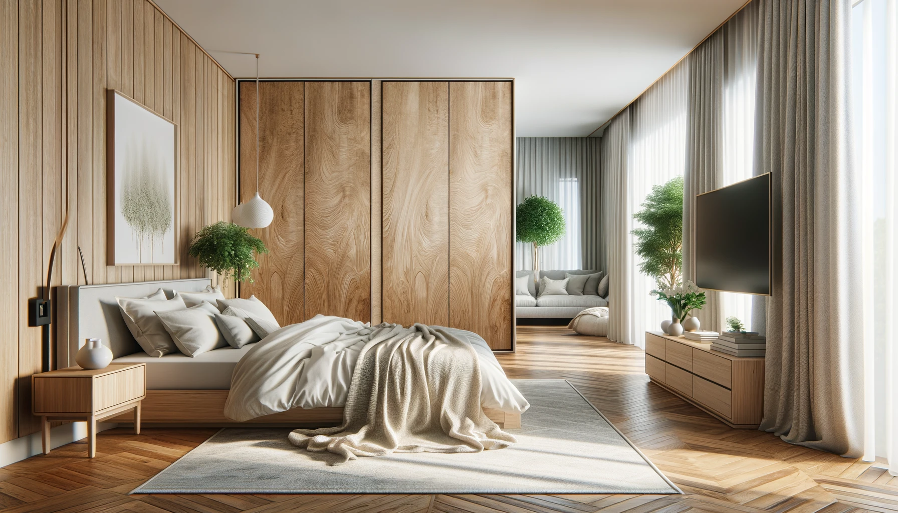 Serene Scandinavian Bedroom with Harmonious Natural Elements | Material Depot