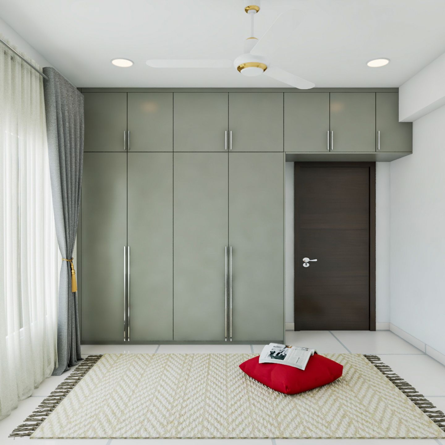 Contemporary Wardrobe with Silver Handles.