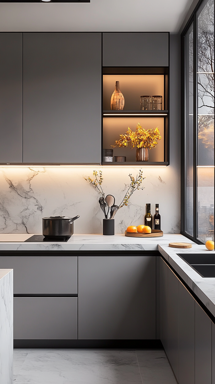 Sleek and Modern Kitchen Design with Ambient Lighting | Material Depot