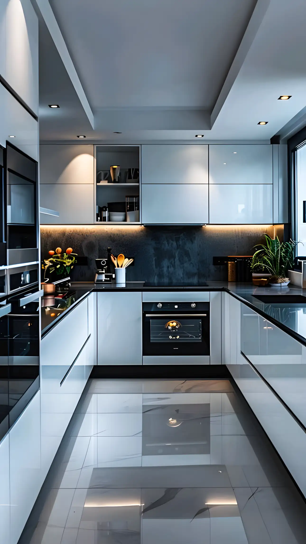 Sleek Modern Kitchen With Glossy White Cabinets | Material Depot