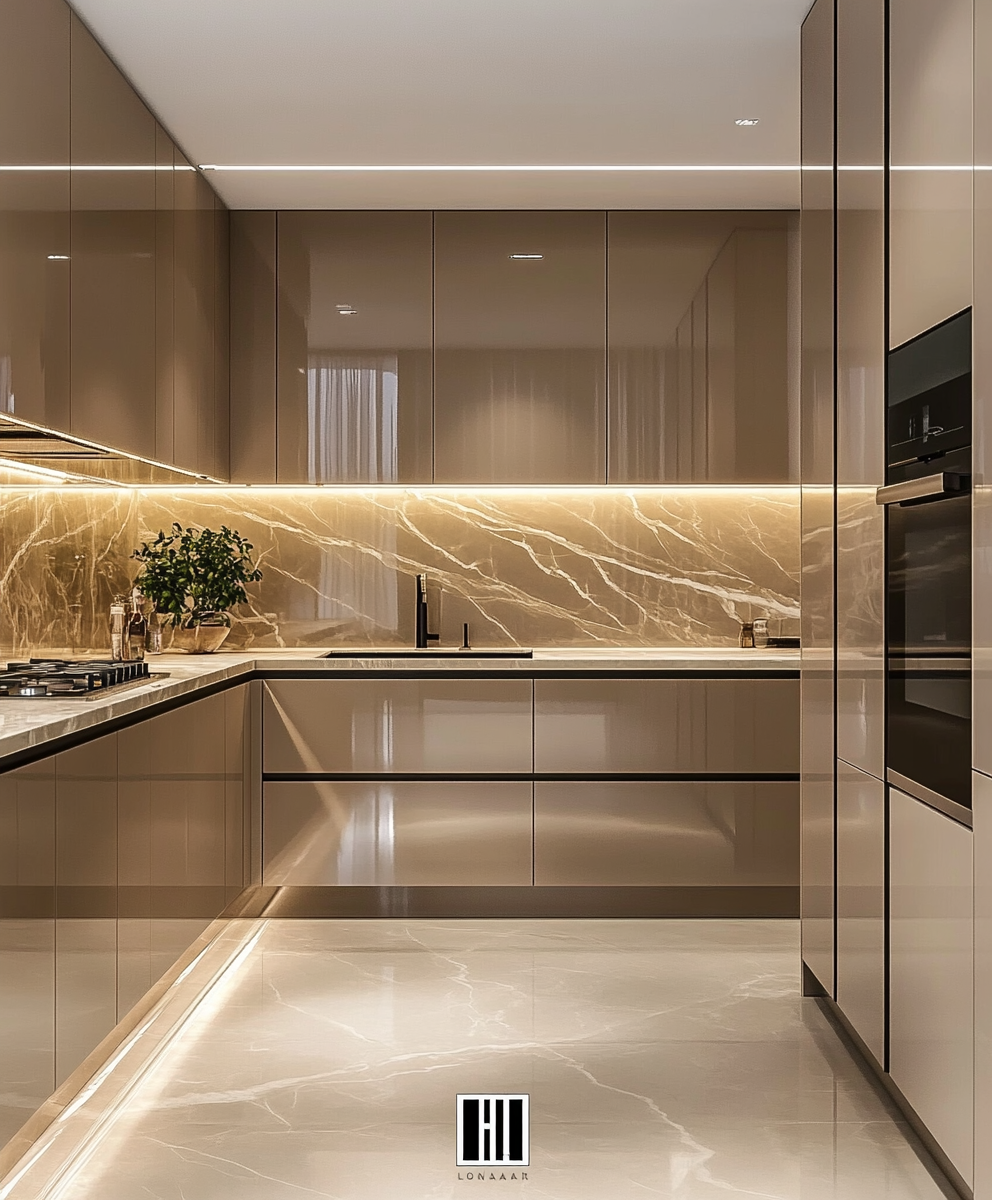 Sleek Modern Kitchen with Illuminated Marble | Material Depot