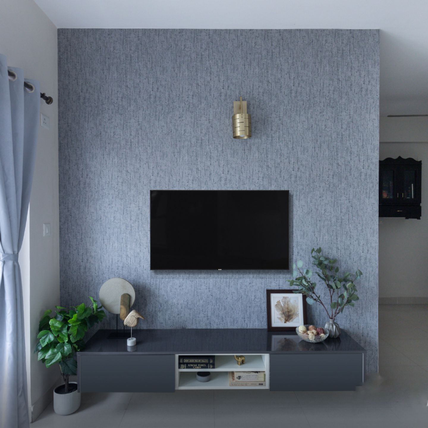 Glossy Grey TV Unit Design.